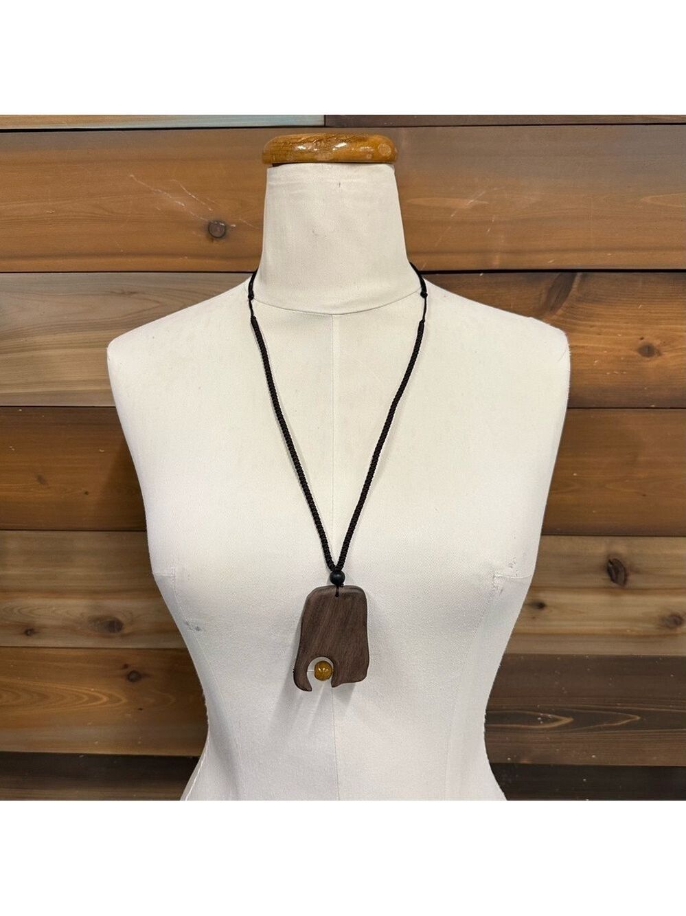 Shaman Sandalwood 80cm slider necklace